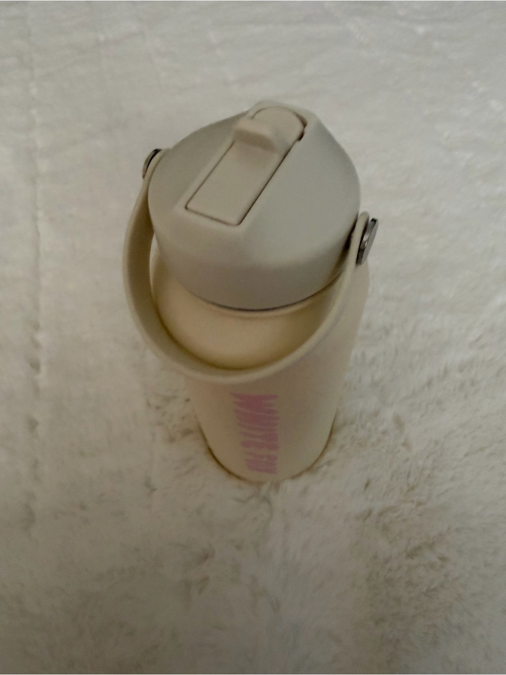 White Fox Boutique Beige Water Bottle with Pink Logo - Picture 3 of 4